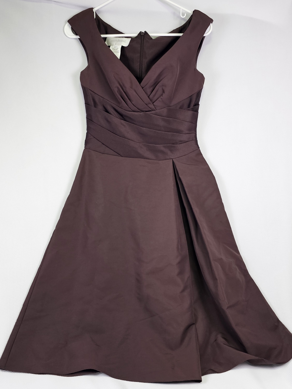 David's Bridal Sleeveless V-Neck Midi Dress in Deep Plum
